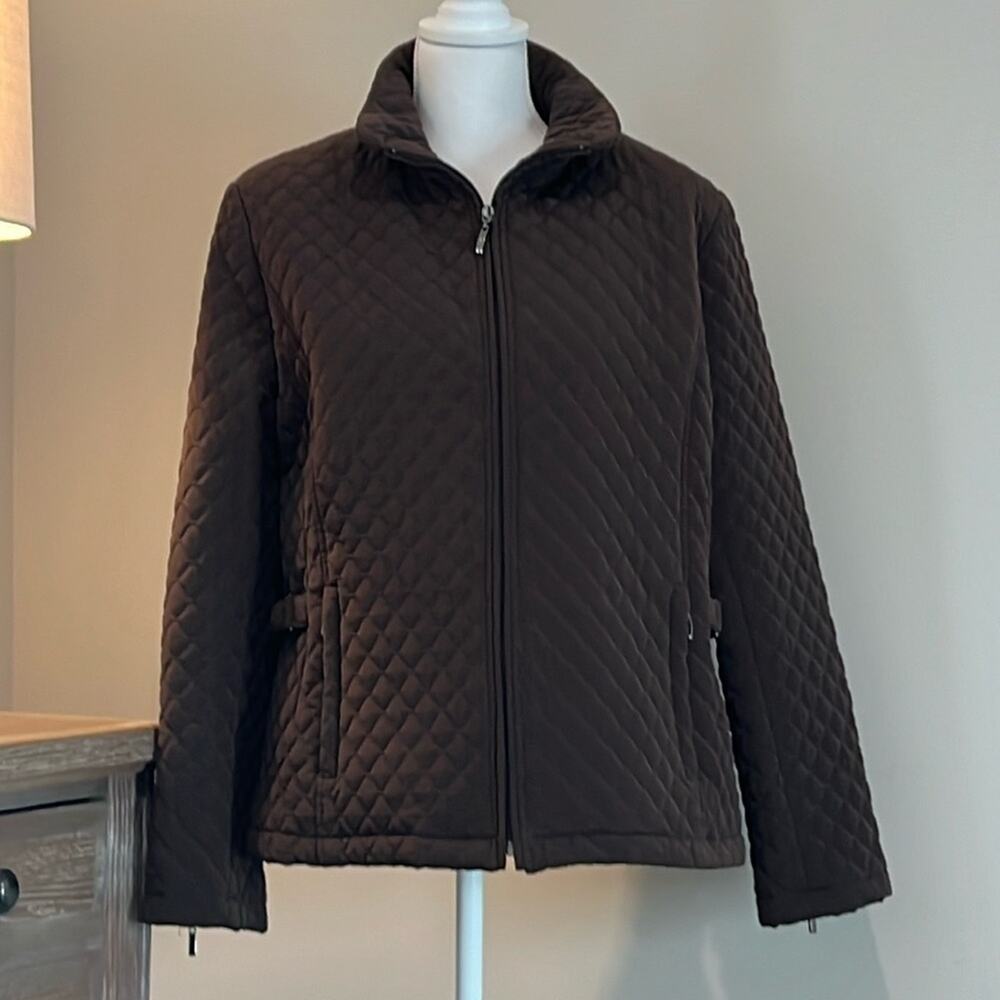 Like New Gallery Quilted Jacket XL XLarge Coat Chocolate Brown